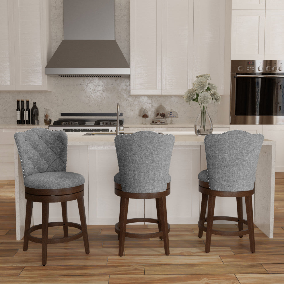 Hillsdale Edenwood Wood Counter Height Swivel Stool with Tufted Back