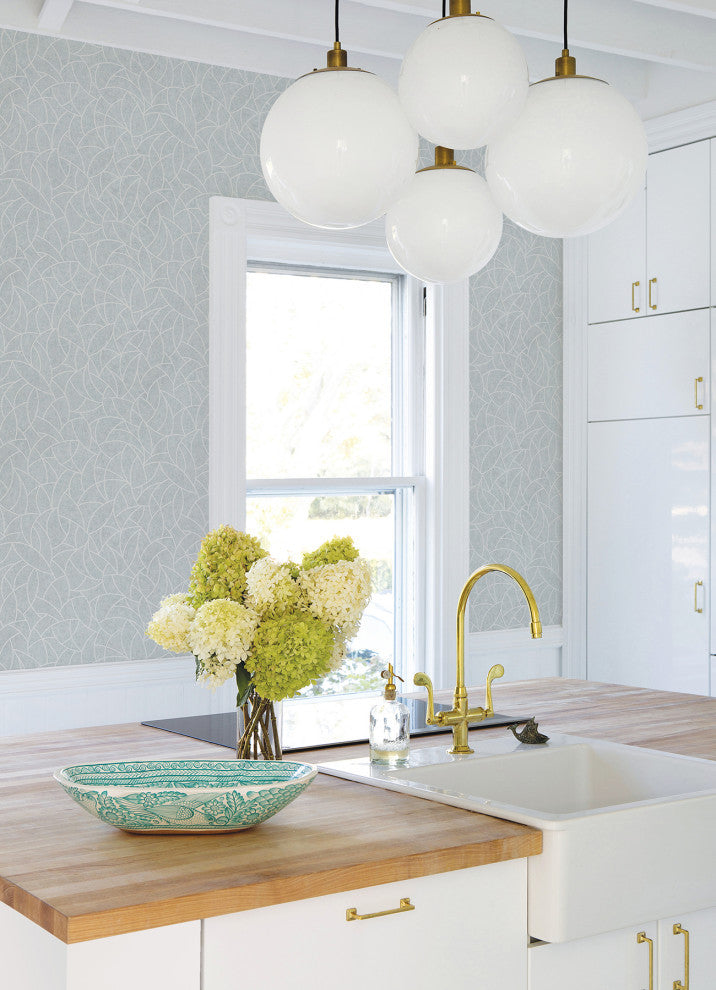 Frosty Blue Modern Crescent Moon Peel & Stick Wallpaper