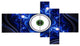 Exotic Blue Pattern with Circles, Abstract Canvas Art Print, 60"x32", 5 panels
