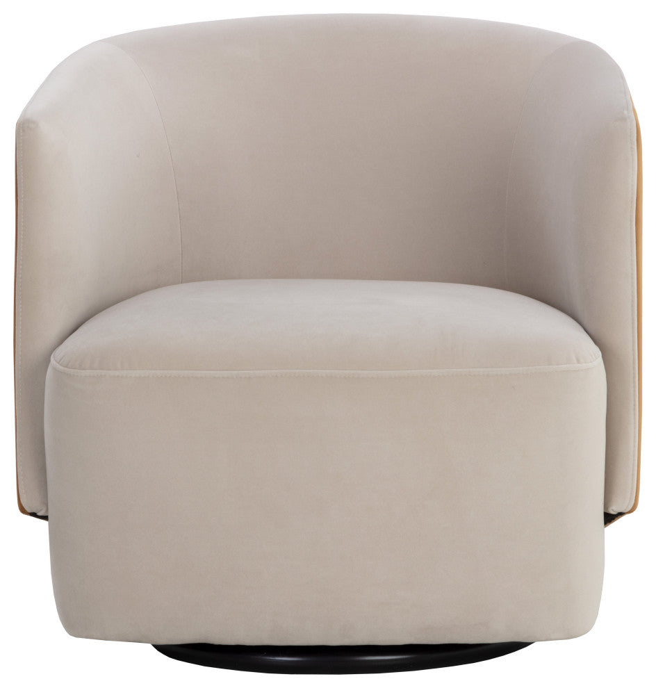 Sarina Swivel Lounge Chair, Meg Taupe / Meg Gold