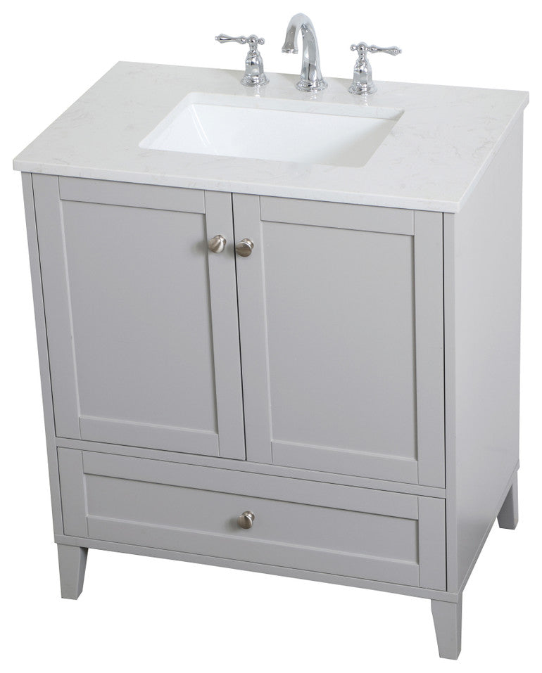 30" Single Bathroom Vanity, Gray