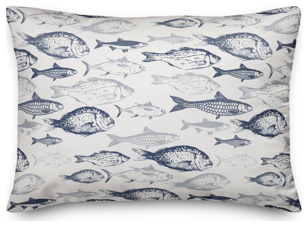 Shades Of Fish Navy 14x20 Pillow
