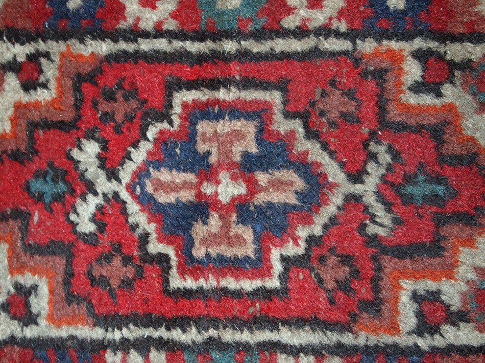 Handmade vintage Persian Hamadan rug 1.4' x 2.2' (42cm x 68cm) 1960s
