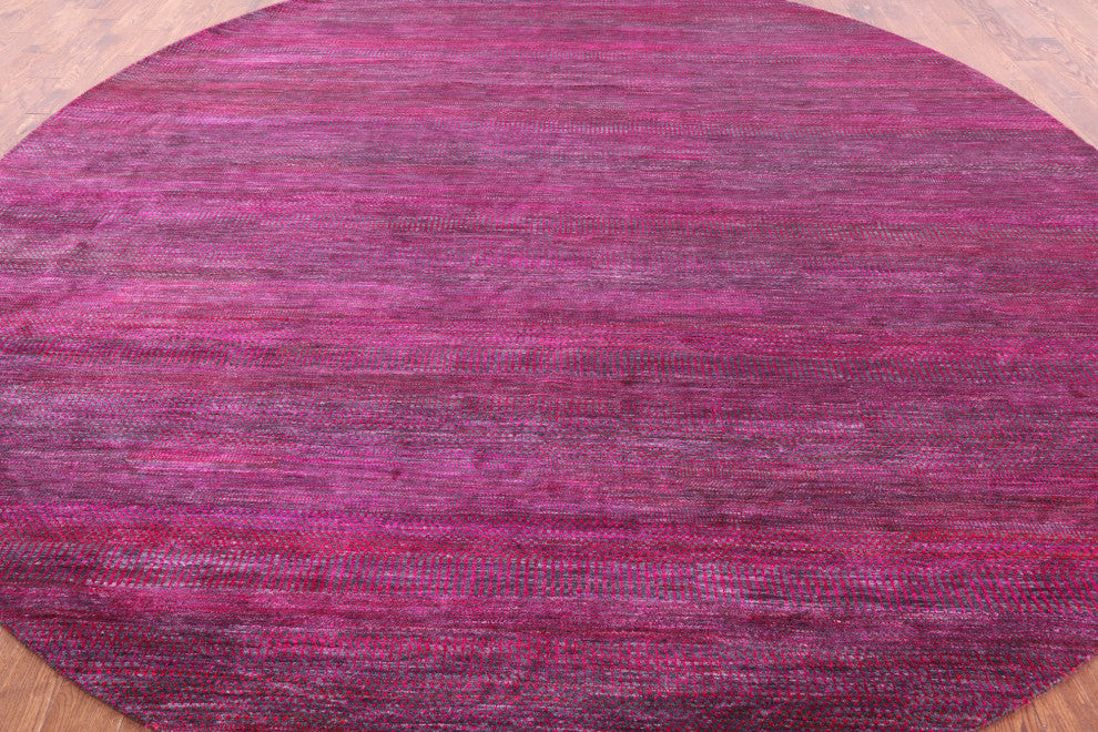 12' Round Wool & Silk Hand Knotted Super Savannah Gabbeh Rug - Q13054