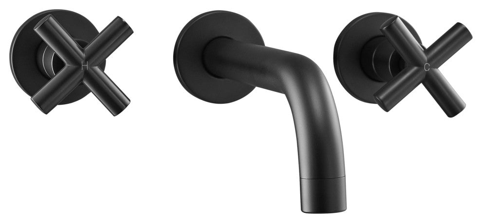 Ivy Double-Cross Handle Valve, Wall-Mount, Bathroom Faucet, Matte Black