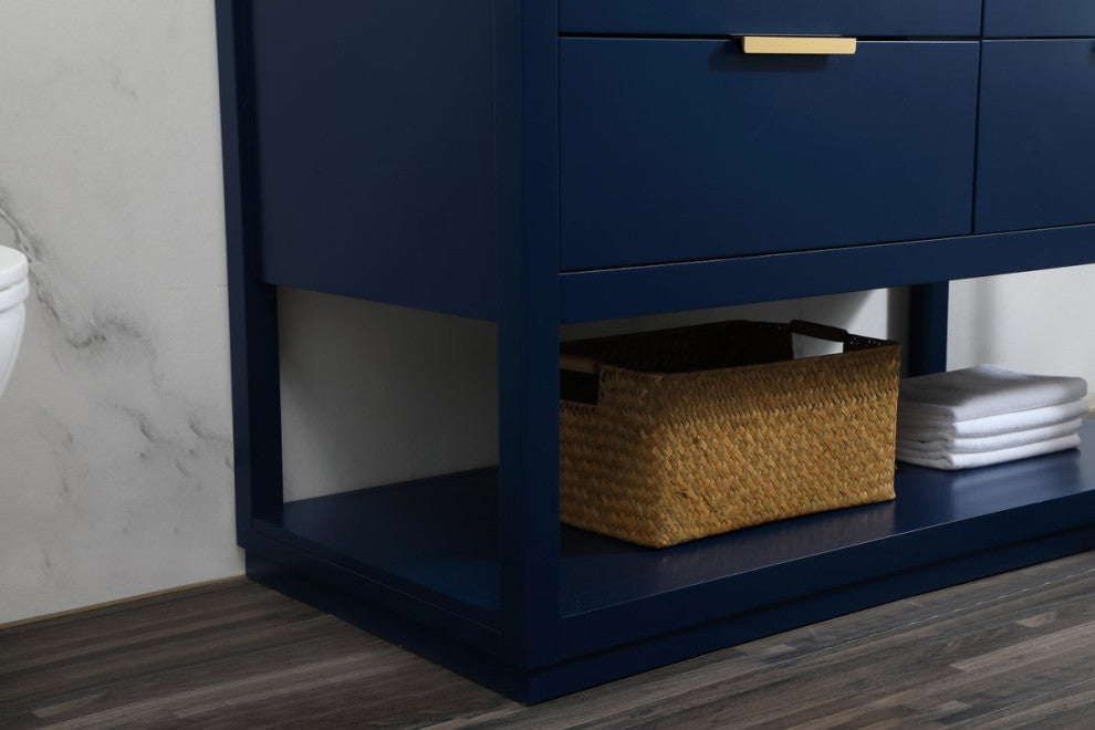 48" Single Bathroom Vanity, Blue, With Backsplash