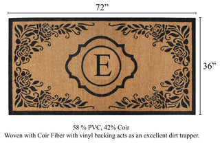 A1HC First Impression Hand Crafted Ella Entry Coir Monogrammed Double Doormat, E