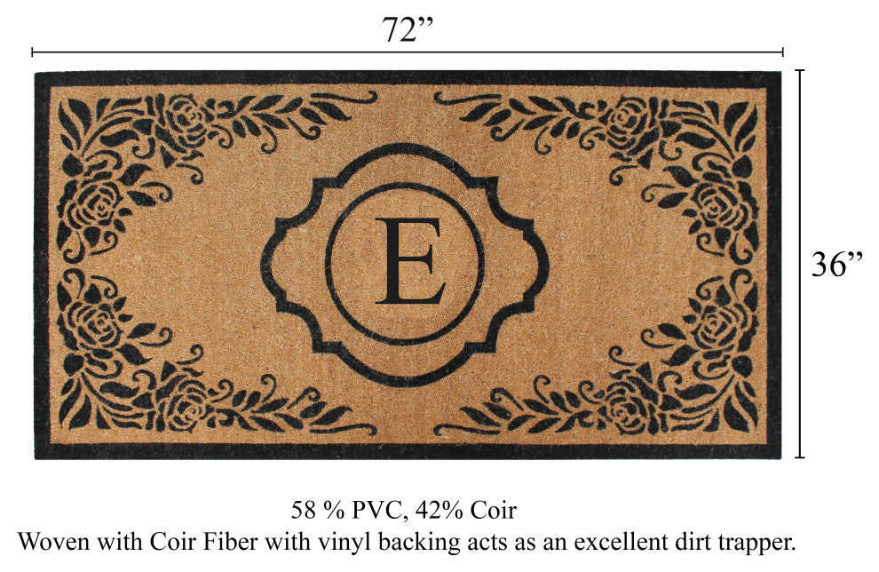 A1HC First Impression Hand Crafted Ella Entry Coir Monogrammed Double Doormat, E