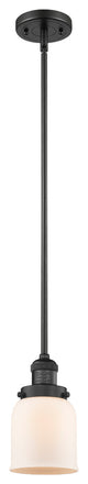 1-Light Small Bell 5" Pendant, Matte Black, Glass: Matte White Cased