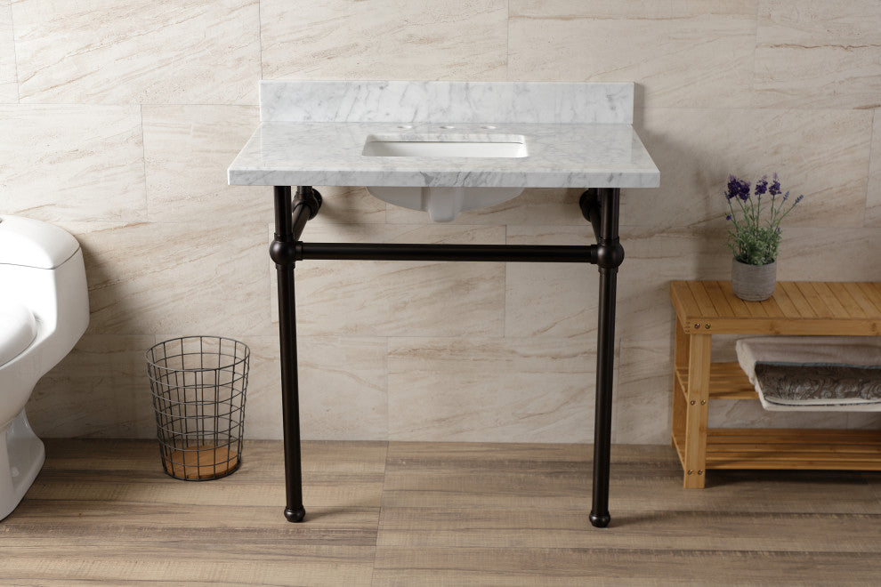 KVBH3622M8SQ5 36" Console Sink with Brass Legs (8-Inch, 3 Hole)