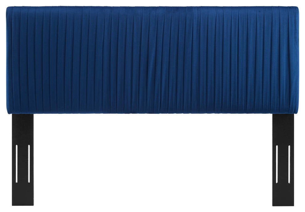 Eloise Channel Tufted Performance Velvet Twin Headboard-Navy