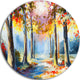 Colorful Spring Forest, Landscape Large Disc Metal Wall Art, 23"