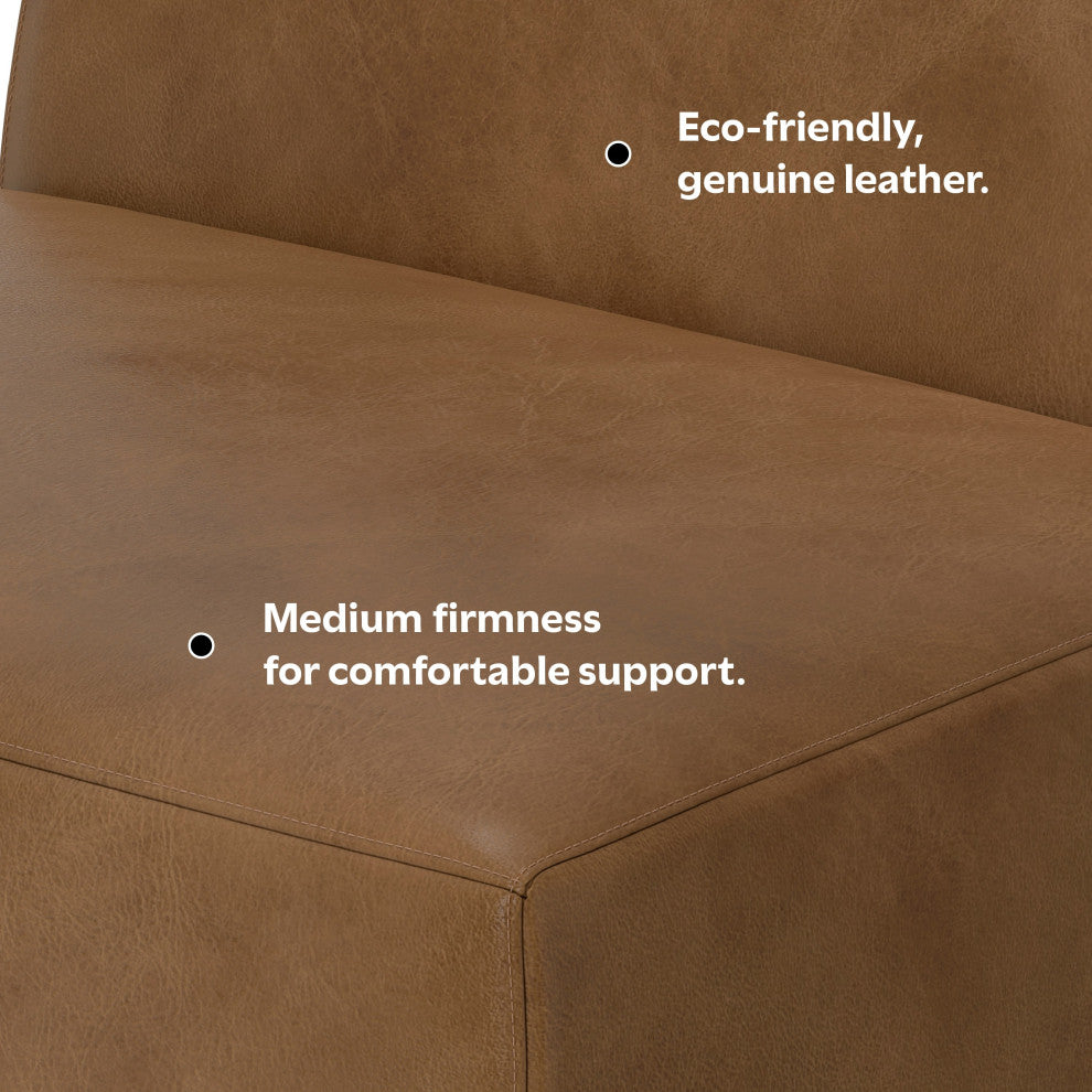 Rex Center Armless Sofa Module in Genuine Leather