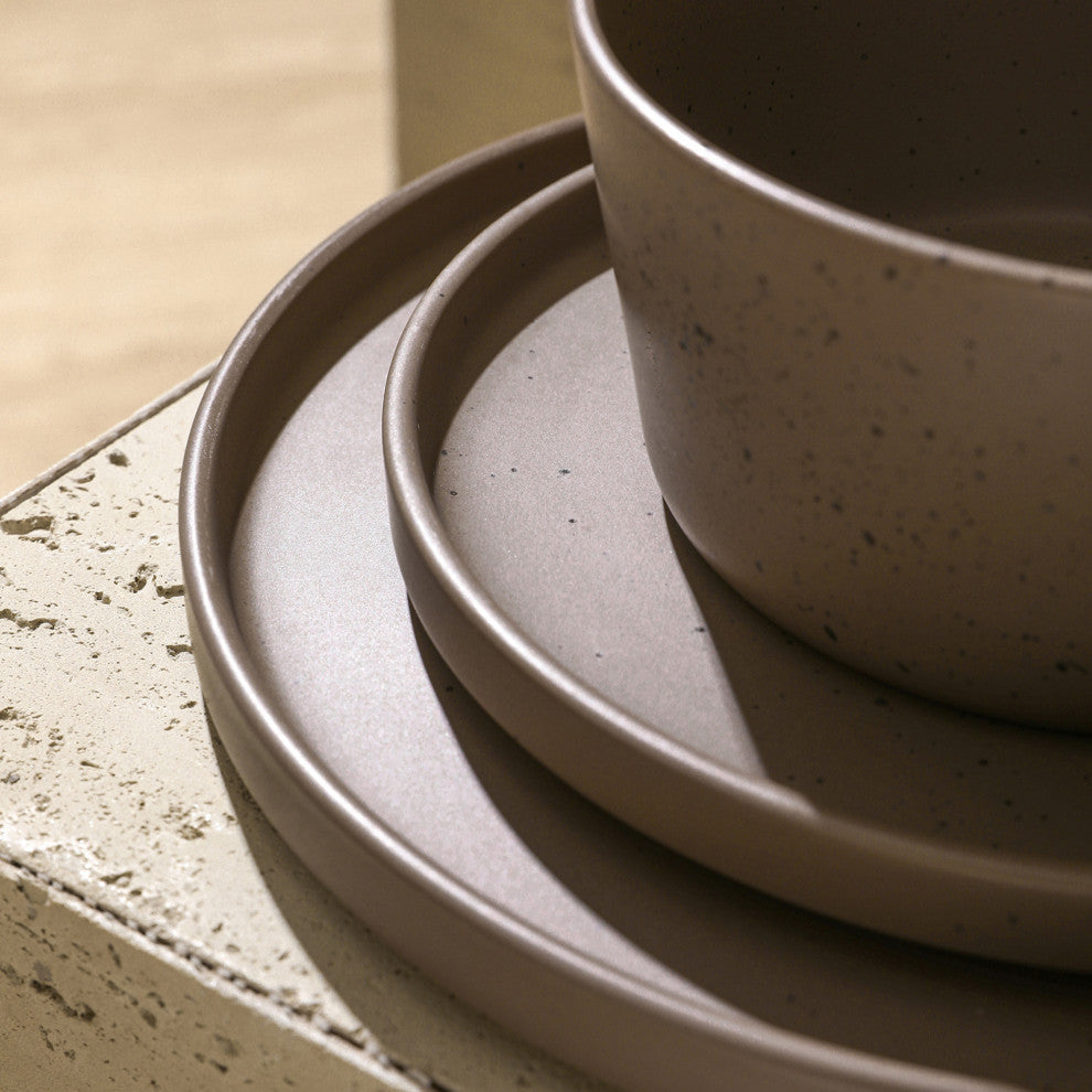 Stone Lain Celina Stoneware 16 Piece Dinnerware Set, Brown Matte