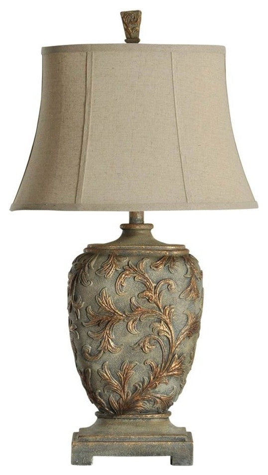 Roman Multi-Dimensional Table Lamp Natural Finish, Beige Fabric