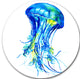 Ocean Water Jellyfish, Animal Digital Art Disc Metal Wall Art, 23"