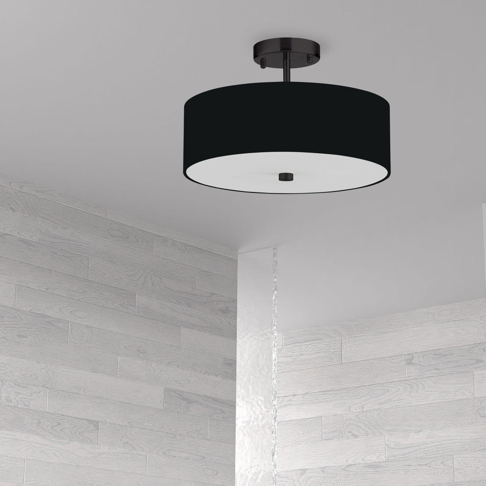 Transitional Semi Flush Mount Bedroom Light Everly, Matte Black