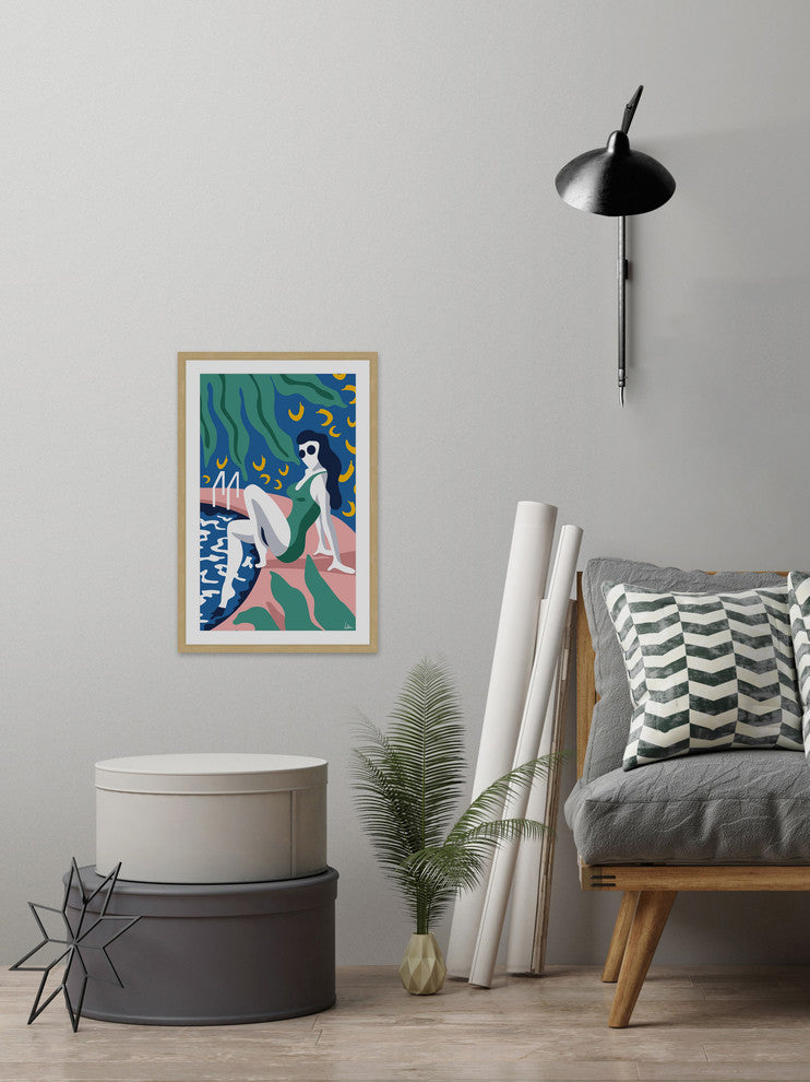 "Are You a Beach Girl or a Pool Girl?" Framed Painting Print, 16"x24"