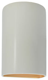 Ambiance Large Cylinder Wall Sconce, Closed, Matte White, Champagne Gold, E26