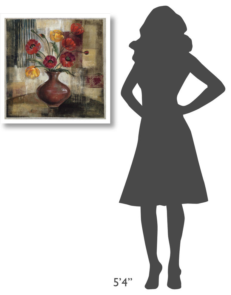 "Poppies in a Copper Vase I" Digital Paper Print by Silvia Vassileva, 26"x26"