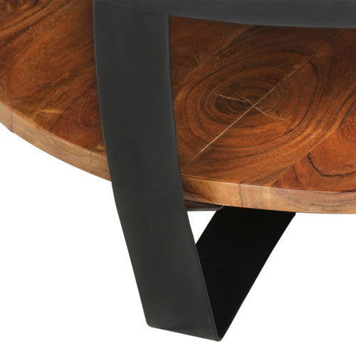 vidaXL Accent Table With Shelf, Solid Acacia Wood, 25.6"x12.6"