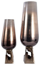Glass, 26"H Vase, Metal Base, Champagne