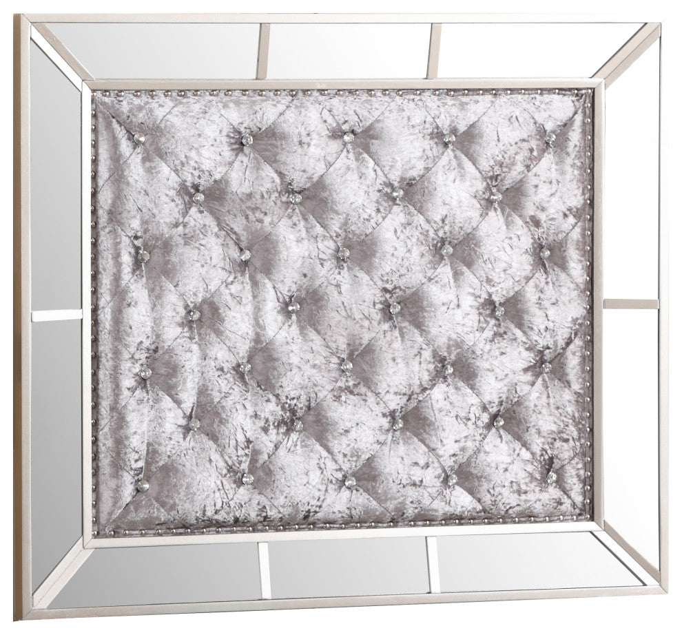Galera Tufted and Mirrored Bed, Gray, Twin