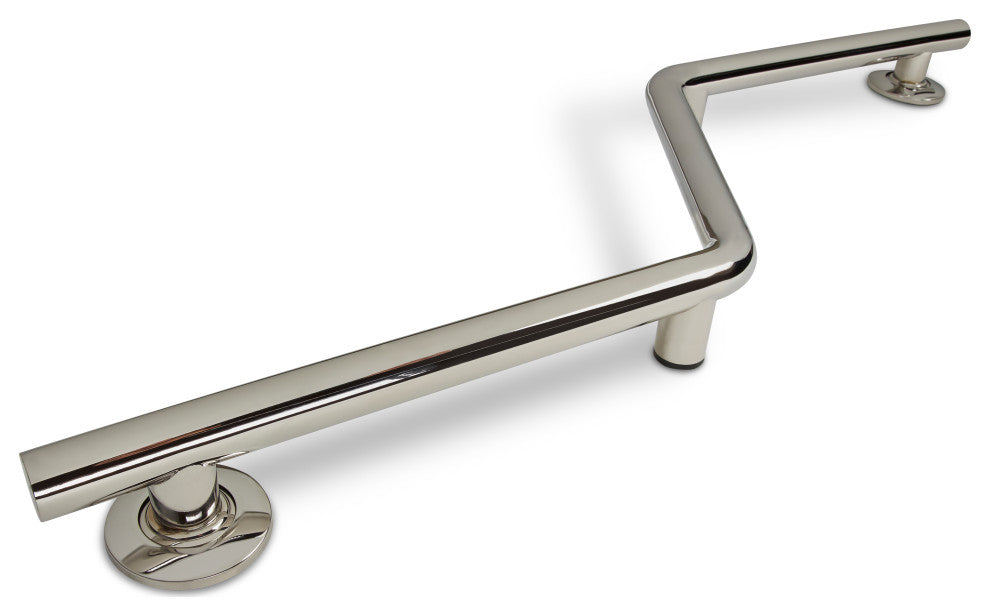 38" Zuma Angled Assist Shower Grab Bar, Polished Stainless, Left-Handed