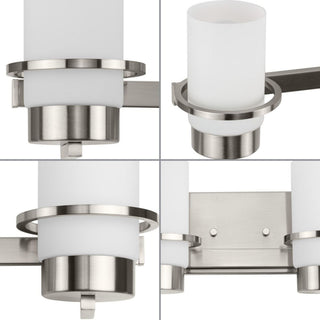 Reiss Collection Four-Light Modern Farmhouse Brushed Nickel Vanity Light
