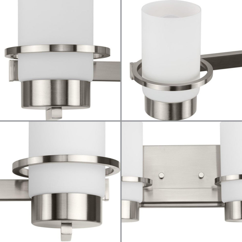 Reiss Collection Four-Light Modern Farmhouse Brushed Nickel Vanity Light