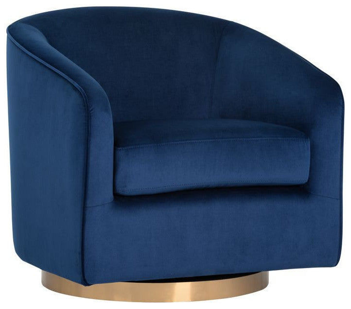 Hazel Swivel Lounge Chair, Navy Blue Sky