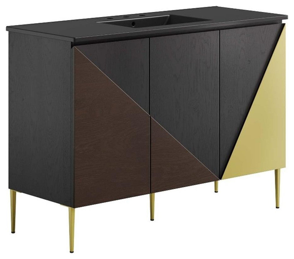 Modway Alchemist 48" Single Sink Modern Wood Bathroom Vanity in Black