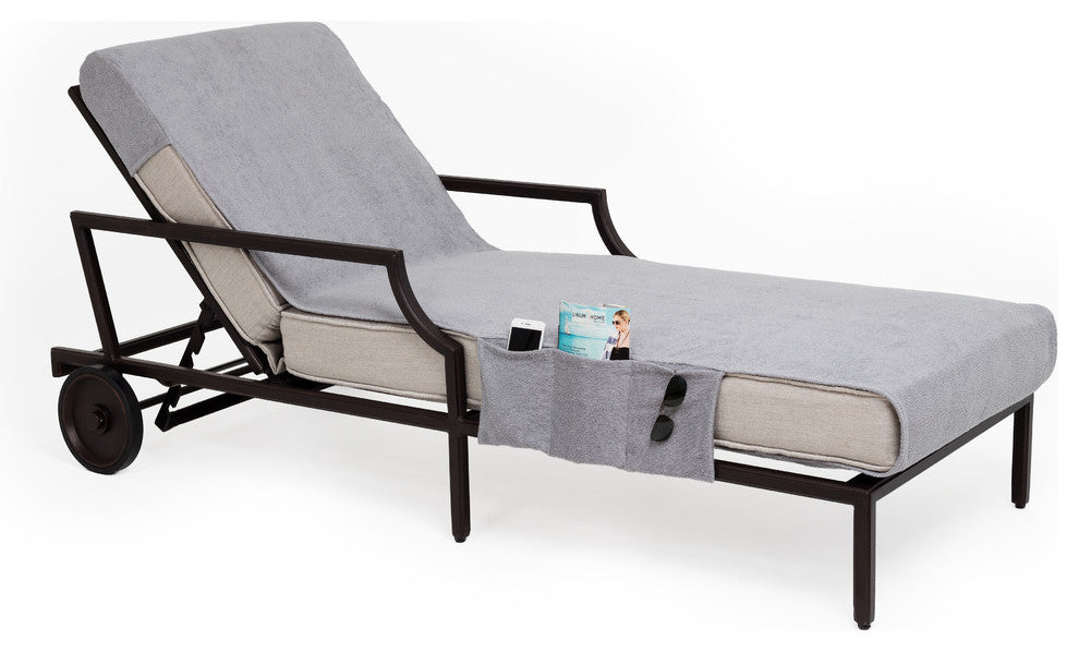 Personalized Standard Size Chaise Lounge Cover With Side Pockets, F