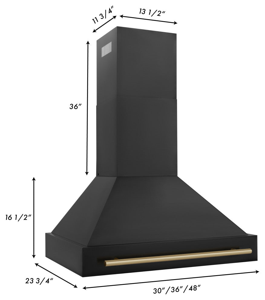 ZLINE 36" Black Stainless Range Hood with Champagne Bronze (BS655-36-CB)