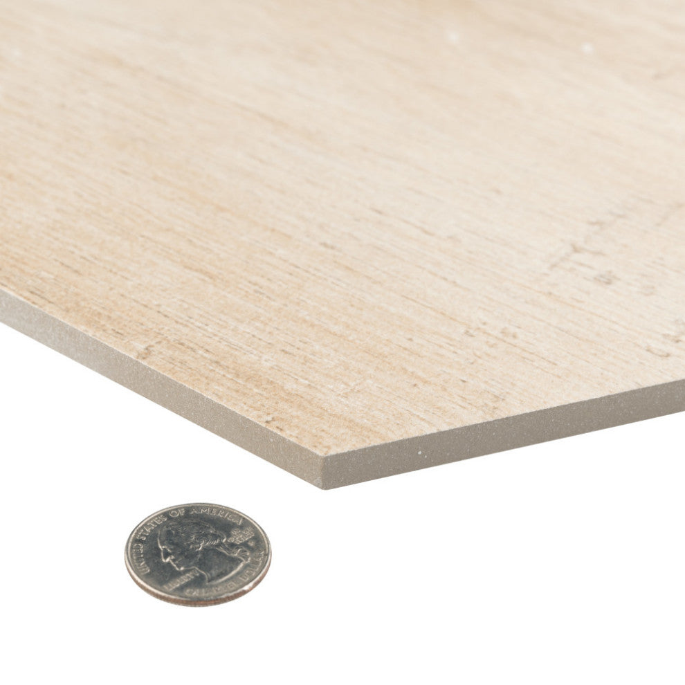 Sawnwood Hex Beige Porcelain Floor and Wall Tile