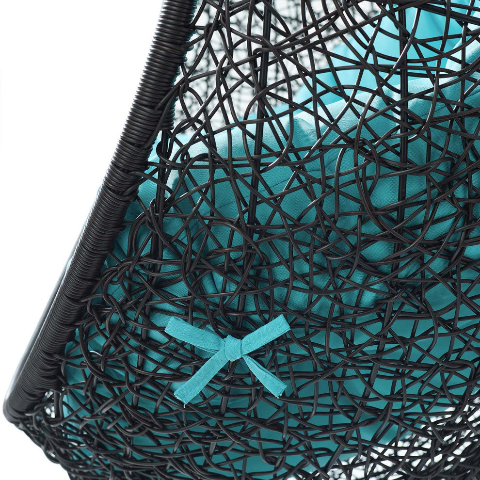 Swing Lounge Chair, Black Blue, Modern, Outdoor Patio Balcony Cafe Bistro Garden