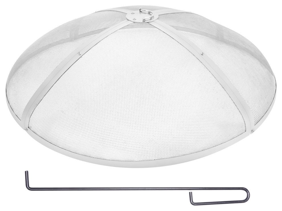 VEVOR 36" Round Firepit Spark Screen Cover Lid Stainless Steel Wood Burning