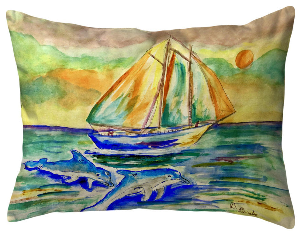 Betsy Drake Sunset Sailing Small Noncorded Pillow 11x14
