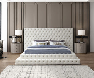Revel Velvet Upholstered Bed, Cream, King