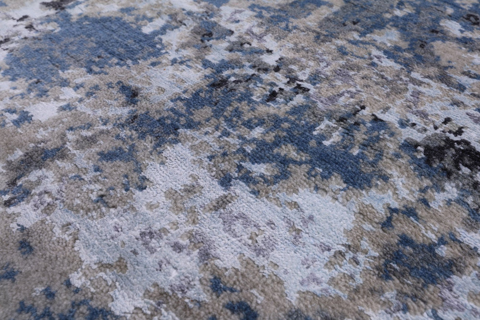 Abstract Wool and Silk Hand Knotted Rug 4' 0" X 6' 1" Q8722