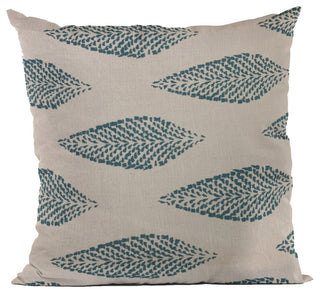Plutus Blue Large Leafs Floral Luxury Throw Pillow, 24"x24"