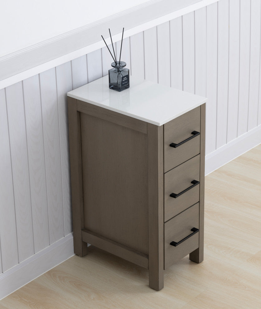 Vanity Art Vanity Cabinet, 12", Driftwood Gray
