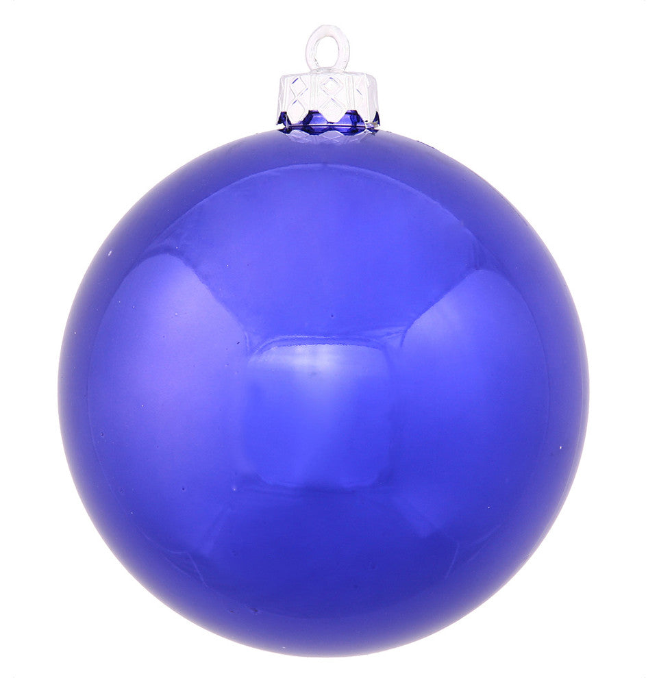 Vickerman N591522DSV 6" Cobalt Shiny Ball Ornament, 4 per Bag