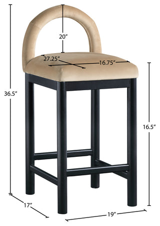 Conrad Upholstered Bar and Counter Stool, Beige, Velvet, Black