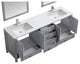 Jacques 80" Distressed Grey Double Sink Vanity with Quartz Top, With Mirror