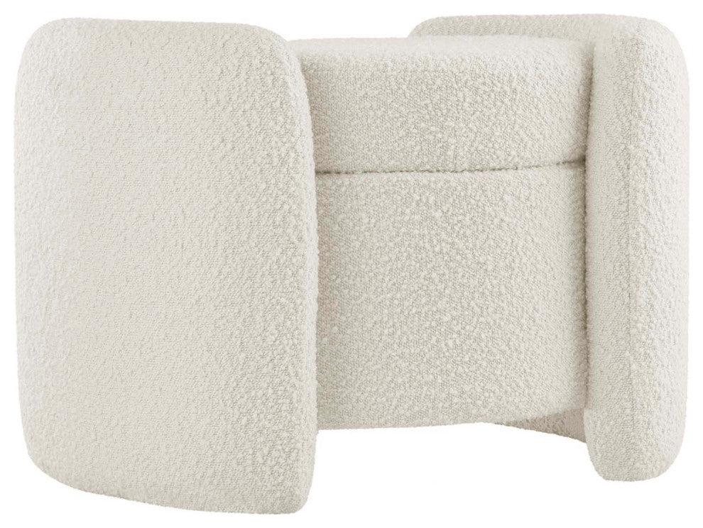 Nebula Boucle Upholstered Ottoman, Ivory