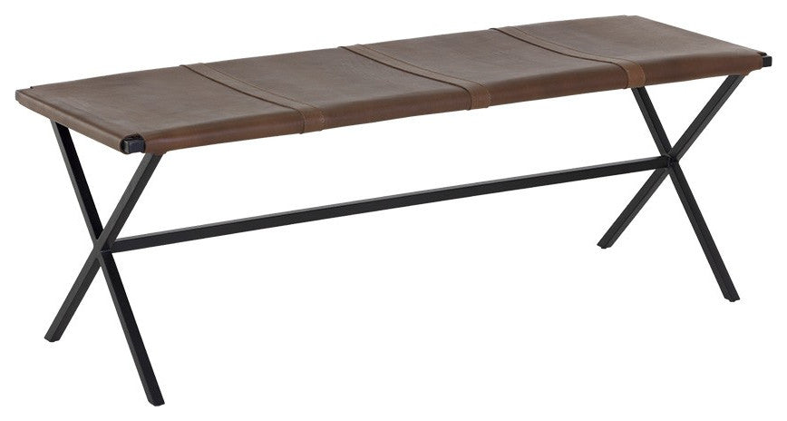 Elon Bench, Vintage Cognac Leather