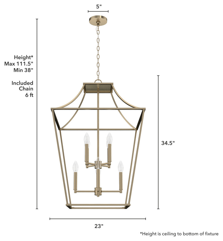 Hunter 23" Laurel Ridge Alturas Gold 8 Light Pendant Ceiling