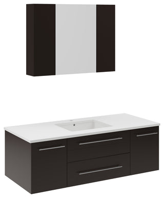 48" Espresso Wall Hung Undermount Sink Bathroom Vanity w/ Medicine Cabinet
