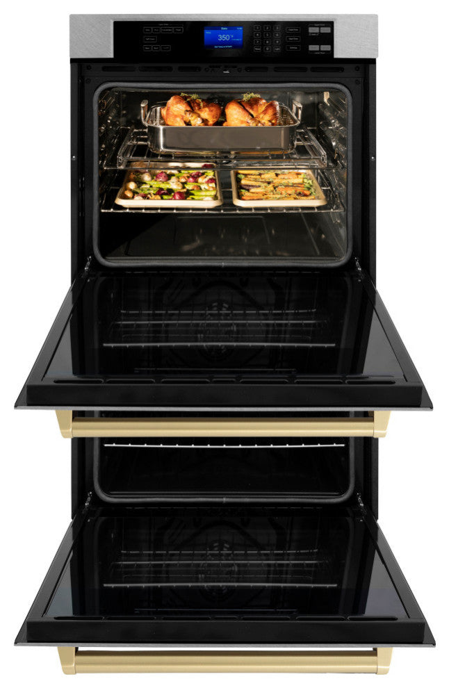 ZLINE DuraSnow Double Wall Oven With Champagne Bronze, AWDSZ-30-CB